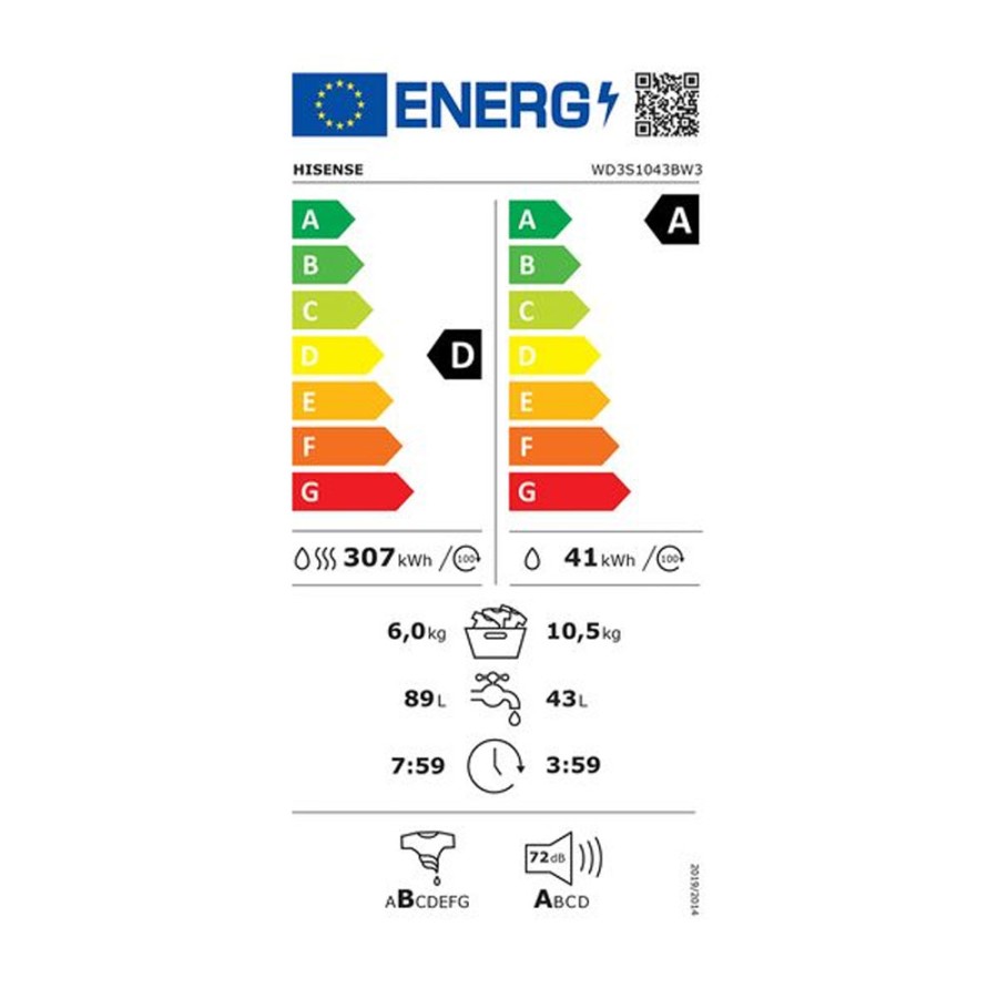 Πλυντήριο Στεγνωτήριο Ρούχων HISENSE WD3S1043BW3 10.5/6kg Πλυντήριο Στεγνωτήριο Ρούχων HISENSE WD3S1043BW3 10.5/6kg