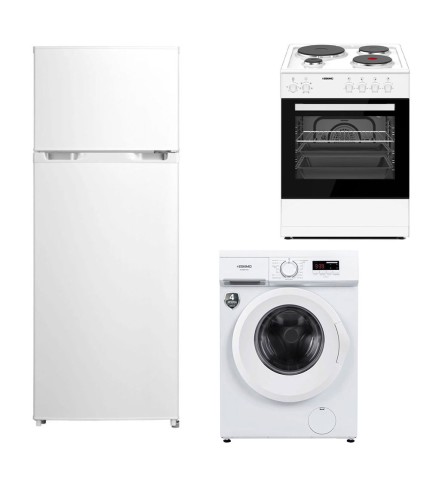 Φοιτητικό Πακέτο ESKIMO Πλυντήριο ES WM6F1003D 6kg/Ψυγείο Δίπορτο ES RTF204SEWE/Κουζίνα Εμαγιέ ES EM5070W