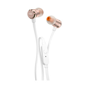 JBL T290 InEar universal headphones rose gold, με καθαρό μπάσο, remote που διάθετει ένα κουμπί με ενσωματωμένο μικρόφωνο και καλώδιο flat που δεν μπλέκεται.