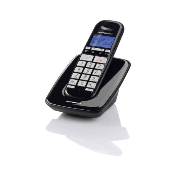Motorola S3001 ασύρματο τηλέφωνο black, με μεγάλη φωτιζόμενη οθόνη υψηλής αντίθεσης, ανοιχτή ακρόαση, μεγάλα εύχρηστα κουμπιά πληκτρολογίου και συμβατότητα με ακουστικό βαρηκοΐας.